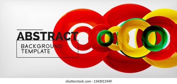 Anillos vectoriales coloridos fondo abstracto geométrico, diseño de patrones geométricos modernos. Plantilla de diseño de presentación comercial o tecnológica, patrón de folleto o folleto, o banner web geométrico, mínimo