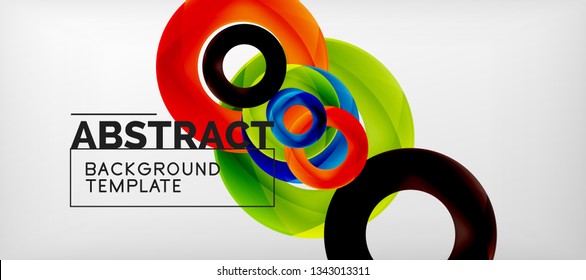 Colorful vector rings geometric abstract background, modern geometric pattern design. Business or technology presentation design template, brochure or flyer pattern, or geometric web banner, minimal