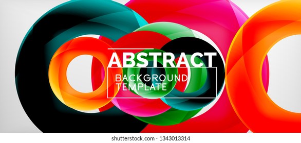 Colorful vector rings geometric abstract background, modern geometric pattern design. Business or technology presentation design template, brochure or flyer pattern, or geometric web banner, minimal