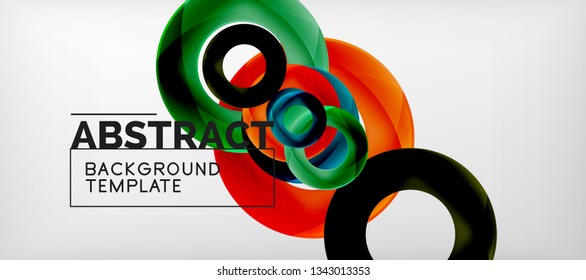 Colorful vector rings geometric abstract background, modern geometric pattern design. Business or technology presentation design template, brochure or flyer pattern, or geometric web banner, minimal