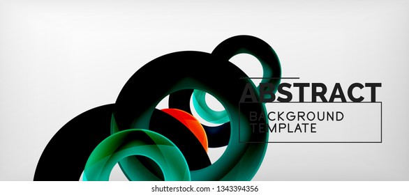 Anillos vectoriales coloridos fondo abstracto geométrico, diseño de patrones geométricos modernos. Plantilla de diseño de presentación comercial o tecnológica, patrón de folleto o folleto, o banner web geométrico, mínimo