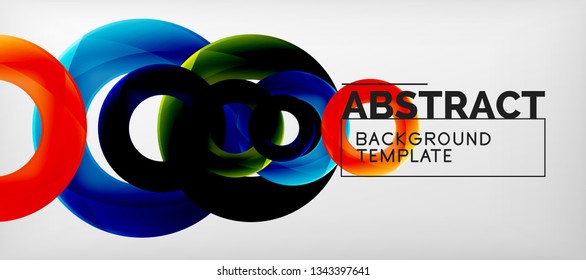 Colorful vector rings geometric abstract background, modern geometric pattern design. Business or technology presentation design template, brochure or flyer pattern, or geometric web banner, minimal