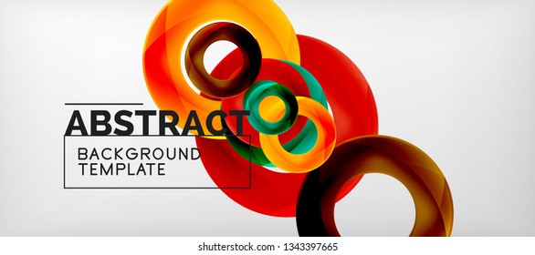 Anillos vectoriales coloridos fondo abstracto geométrico, diseño de patrones geométricos modernos. Plantilla de diseño de presentación comercial o tecnológica, patrón de folleto o folleto, o banner web geométrico, mínimo