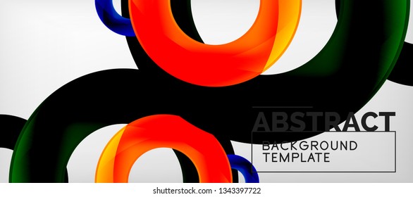 Anillos vectoriales coloridos fondo abstracto geométrico, diseño de patrones geométricos modernos. Plantilla de diseño de presentación comercial o tecnológica, patrón de folleto o folleto, o banner web geométrico, mínimo