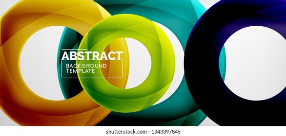 Anillos vectoriales coloridos fondo abstracto geométrico, diseño de patrones geométricos modernos. Plantilla de diseño de presentación comercial o tecnológica, patrón de folleto o folleto, o banner web geométrico, mínimo
