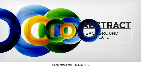 Colorful vector rings geometric abstract background, modern geometric pattern design. Business or technology presentation design template, brochure or flyer pattern, or geometric web banner, minimal