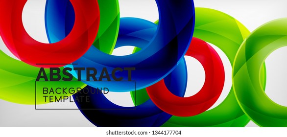 Colorful vector rings geometric abstract background, modern geometric pattern design. Business or technology presentation design template, brochure or flyer pattern, or geometric web banner, minimal
