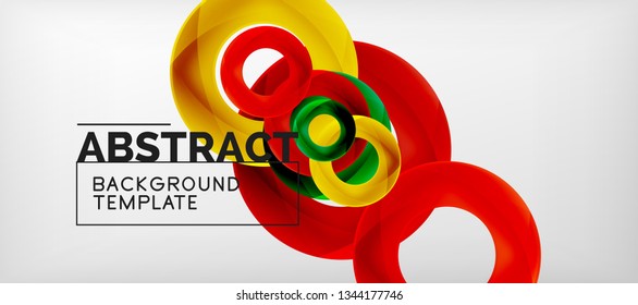 Anillos vectoriales coloridos fondo abstracto geométrico, diseño de patrones geométricos modernos. Plantilla de diseño de presentación comercial o tecnológica, patrón de folleto o folleto, o banner web geométrico, mínimo