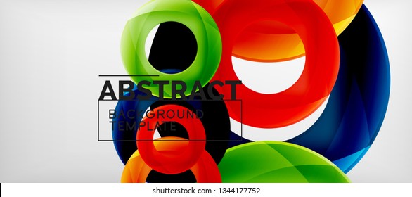 Colorful vector rings geometric abstract background, modern geometric pattern design. Business or technology presentation design template, brochure or flyer pattern, or geometric web banner, minimal