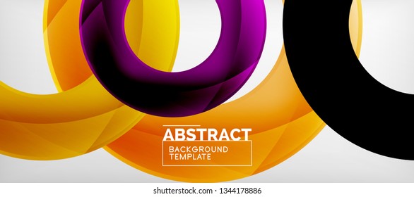 Anillos vectoriales coloridos fondo abstracto geométrico, diseño de patrones geométricos modernos. Plantilla de diseño de presentación comercial o tecnológica, patrón de folleto o folleto, o banner web geométrico, mínimo