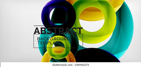 Colorful vector rings geometric abstract background, modern geometric pattern design. Business or technology presentation design template, brochure or flyer pattern, or geometric web banner, minimal