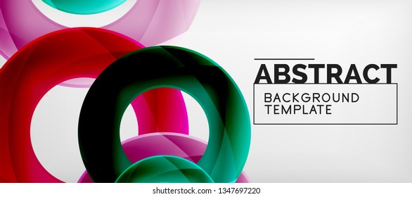 Anillos vectoriales coloridos fondo abstracto geométrico, diseño de patrones geométricos modernos. Plantilla de diseño de presentación comercial o tecnológica, patrón de folleto o folleto, o banner web geométrico, mínimo