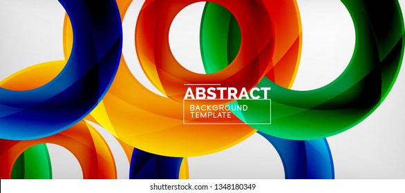 Anillos vectoriales coloridos fondo abstracto geométrico, diseño de patrones geométricos modernos. Plantilla de diseño de presentación comercial o tecnológica, patrón de folleto o folleto, o banner web geométrico, mínimo