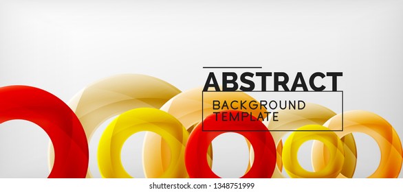 Anillos vectoriales coloridos fondo abstracto geométrico, diseño de patrones geométricos modernos. Plantilla de diseño de presentación comercial o tecnológica, patrón de folleto o folleto, o banner web geométrico, mínimo