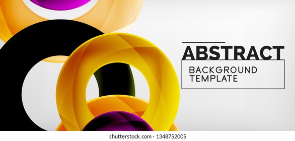 Colorful vector rings geometric abstract background, modern geometric pattern design. Business or technology presentation design template, brochure or flyer pattern, or geometric web banner, minimal