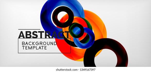 Colorful vector rings geometric abstract background, modern geometric pattern design. Business or technology presentation design template, brochure or flyer pattern, or geometric web banner, minimal