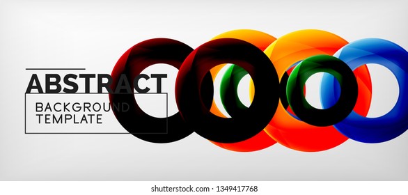 Colorful vector rings geometric abstract background, modern geometric pattern design. Business or technology presentation design template, brochure or flyer pattern, or geometric web banner, minimal
