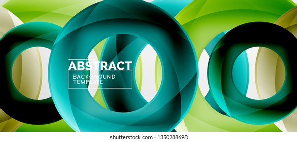 Anillos vectoriales coloridos fondo abstracto geométrico, diseño de patrones geométricos modernos. Plantilla de diseño de presentación comercial o tecnológica, patrón de folleto o folleto, o banner web geométrico, mínimo