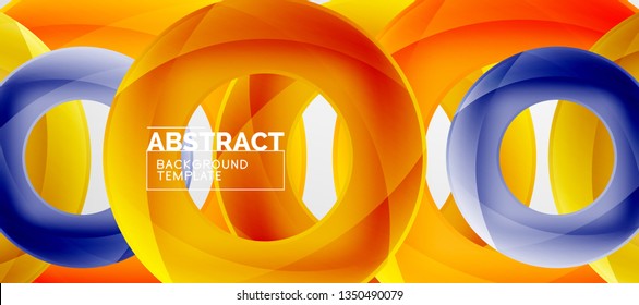Colorful vector rings geometric abstract background, modern geometric pattern design. Business or technology presentation design template, brochure or flyer pattern, or geometric web banner, minimal