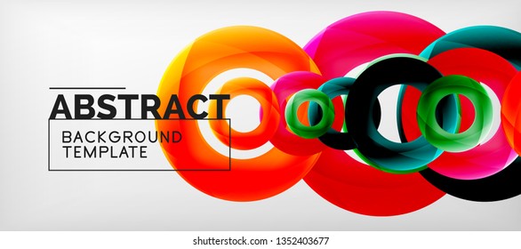 Colorful vector rings geometric abstract background, modern geometric pattern design. Business or technology presentation design template, brochure or flyer pattern, or geometric web banner, minimal