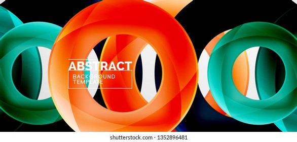 Colorful vector rings geometric abstract background, modern geometric pattern design. Business or technology presentation design template, brochure or flyer pattern, or geometric web banner, minimal
