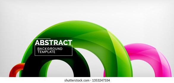 Anillos vectoriales coloridos fondo abstracto geométrico, diseño de patrones geométricos modernos. Plantilla de diseño de presentación comercial o tecnológica, patrón de folleto o folleto, o banner web geométrico, mínimo