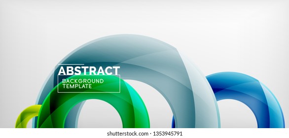 Anillos vectoriales coloridos fondo abstracto geométrico, diseño de patrones geométricos modernos. Plantilla de diseño de presentación comercial o tecnológica, patrón de folleto o folleto, o banner web geométrico, mínimo
