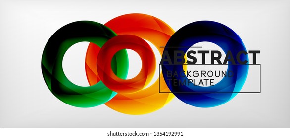 Colorful vector rings geometric abstract background, modern geometric pattern design. Business or technology presentation design template, brochure or flyer pattern, or geometric web banner, minimal