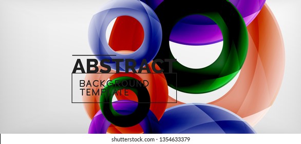 Anillos vectoriales coloridos fondo abstracto geométrico, diseño de patrones geométricos modernos. Plantilla de diseño de presentación comercial o tecnológica, patrón de folleto o folleto, o banner web geométrico, mínimo