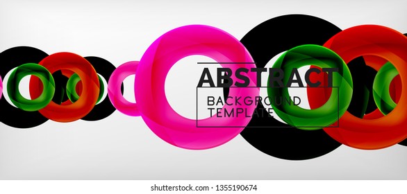 Colorful vector rings geometric abstract background, modern geometric pattern design. Business or technology presentation design template, brochure or flyer pattern, or geometric web banner, minimal