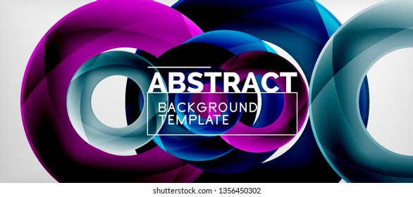 Anillos vectoriales coloridos fondo abstracto geométrico, diseño de patrones geométricos modernos. Plantilla de diseño de presentación comercial o tecnológica, patrón de folleto o folleto, o banner web geométrico, mínimo