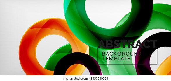 Anillos vectoriales coloridos fondo abstracto geométrico, diseño de patrones geométricos modernos. Plantilla de diseño de presentación comercial o tecnológica, patrón de folleto o folleto, o banner web geométrico, mínimo