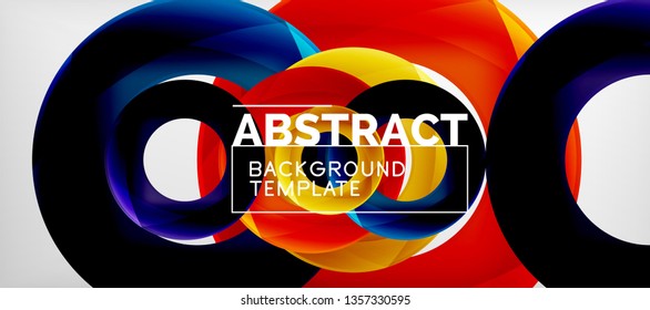 Colorful vector rings geometric abstract background, modern geometric pattern design. Business or technology presentation design template, brochure or flyer pattern, or geometric web banner, minimal