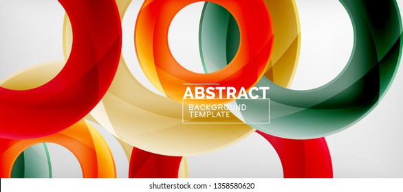 Anillos vectoriales coloridos fondo abstracto geométrico, diseño de patrones geométricos modernos. Plantilla de diseño de presentación comercial o tecnológica, patrón de folleto o folleto, o banner web geométrico, mínimo