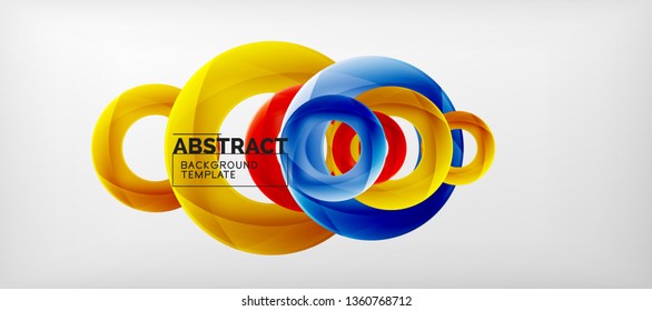 Colorful vector rings geometric abstract background, modern geometric pattern design. Business or technology presentation design template, brochure or flyer pattern, or geometric web banner, minimal