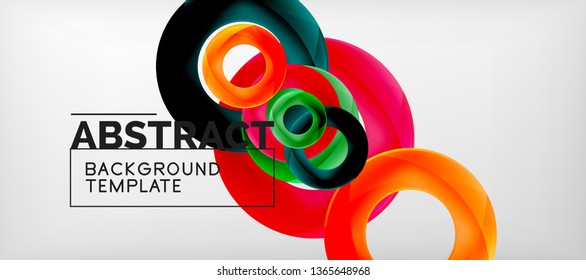 Colorful vector rings geometric abstract background, modern geometric pattern design. Business or technology presentation design template, brochure or flyer pattern, or geometric web banner, minimal