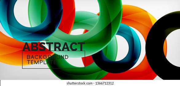 Anillos vectoriales coloridos fondo abstracto geométrico, diseño de patrones geométricos modernos. Plantilla de diseño de presentación comercial o tecnológica, patrón de folleto o folleto, o banner web geométrico, mínimo