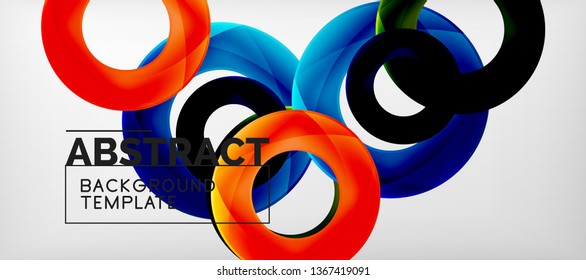 Colorful vector rings geometric abstract background, modern geometric pattern design. Business or technology presentation design template, brochure or flyer pattern, or geometric web banner, minimal