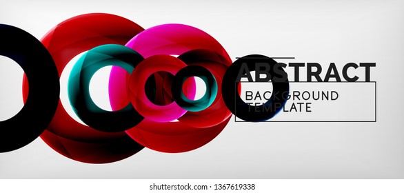 Anillos vectoriales coloridos fondo abstracto geométrico, diseño de patrones geométricos modernos. Plantilla de diseño de presentación comercial o tecnológica, patrón de folleto o folleto, o banner web geométrico, mínimo