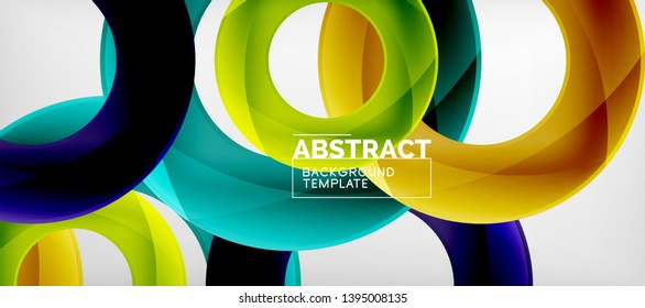 Anillos vectoriales coloridos fondo abstracto geométrico, diseño de patrones geométricos modernos. Plantilla de diseño de presentación comercial o tecnológica, patrón de folleto o folleto, o banner web geométrico, mínimo