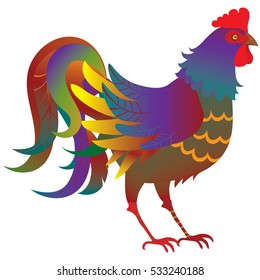 Colorful vector rooster chicken