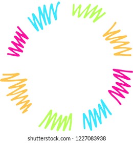 colorful vector round frame, bright colored round logo, hand drawn doodle design