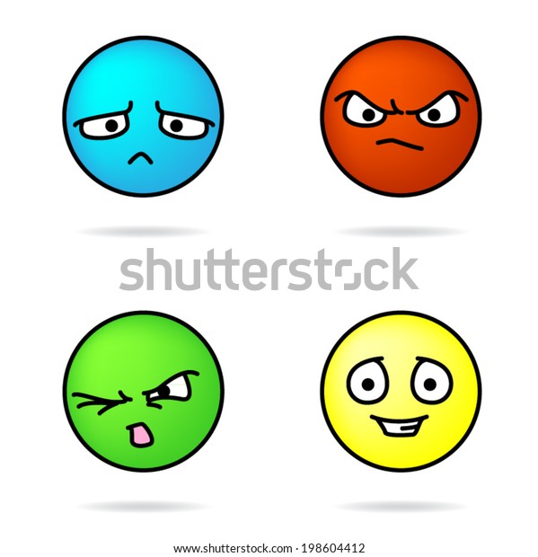 Colorful Vector Sad Angry Disgusted Happy Stock Vector (Royalty Free ...