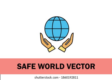 Colorful vector of safe world icon. Isolated on white background. For designer. With farming and environment theme.