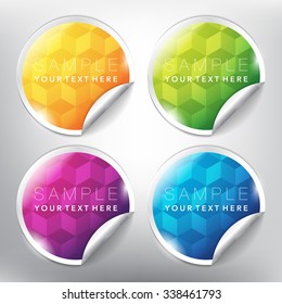 Colorful vector sale stickers with hexagonal design. Isolated on the white panel. Vector illustration. Eps10.