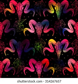 Colorful vector  sculls pattern.Abstract seamless geometric background with lights . Vector rainbow illustration