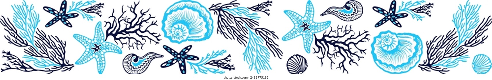 colorful vector sea coral border design.