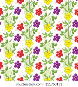 Colorful vector seamless background with funny decorative flowers