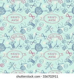 colorful vector seamless background with hand made doodles