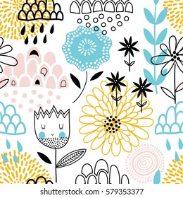 Colorful vector seamless floral background